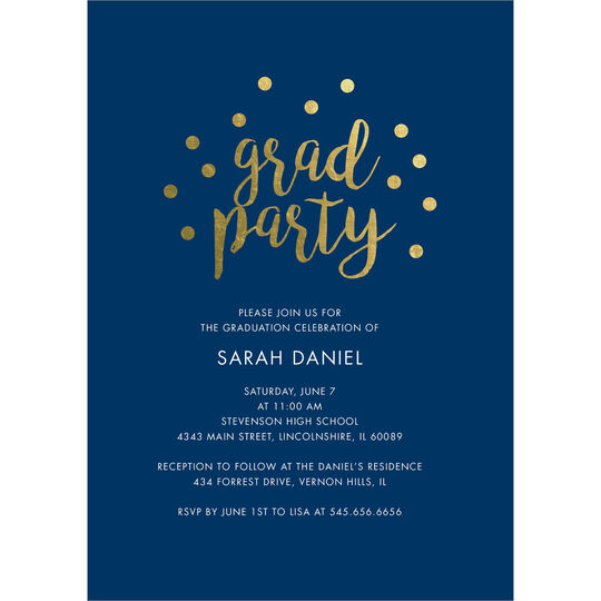Grad Party Confetti Dot Invitations